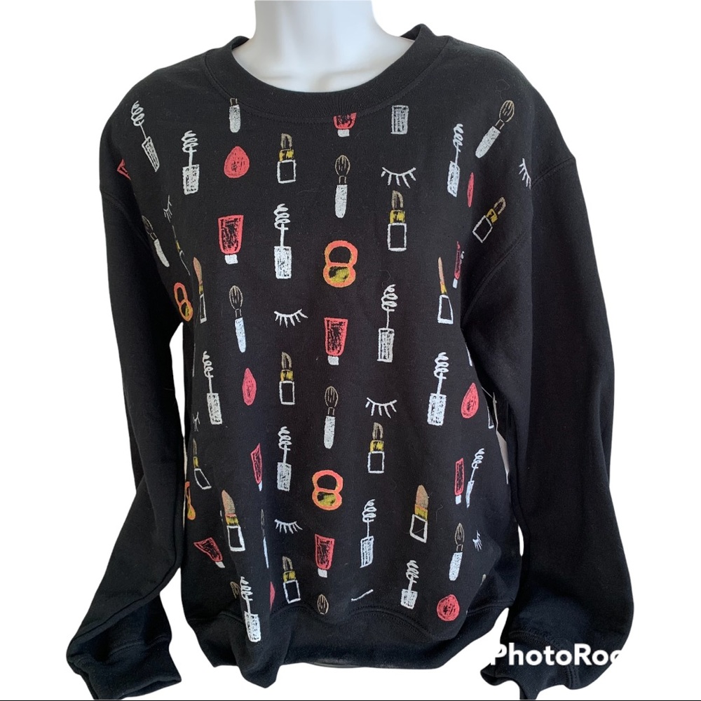 NWOT Sadie & Sage Hand Painted Black Sweatshirt SZ S